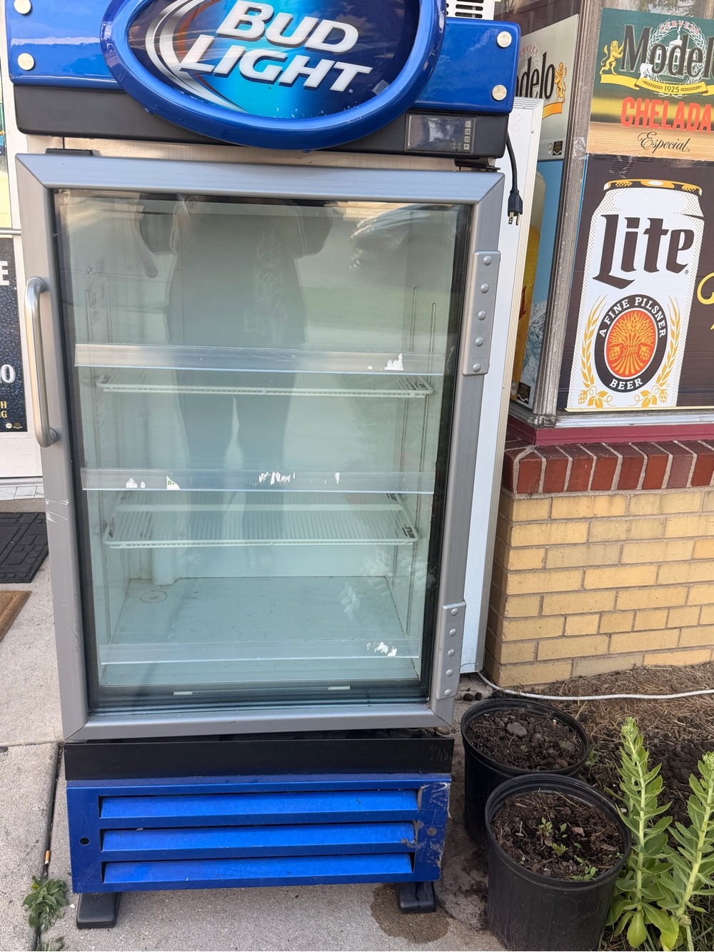 Bud Light Glass Door Beverage Cooler - Blue and Silver